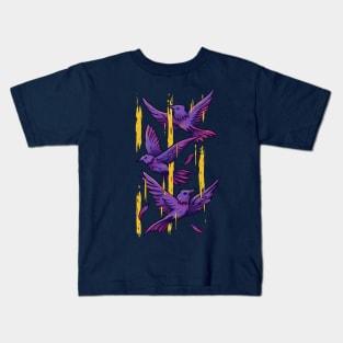 Purple Birds Kids T-Shirt